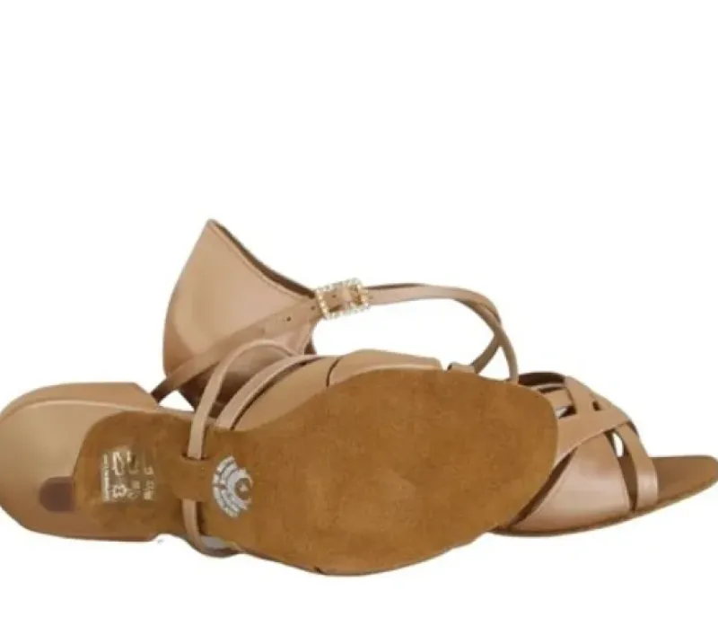 Dame Dansebutikken Salsasko Damer|Latinsko Damer-Peach satin latinsko Mia International dansesko