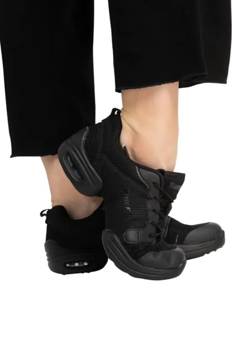 Dame Dansebutikken Salsasko Damer|Swingsko Damer-PEBBLE Rumpf dansesneaker sort mesh