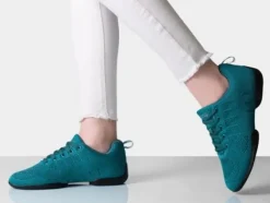 Dame Dansebutikken Salsasko Damer|Swingsko Damer-Petrol farvet dansesneaker i åndbar strik til damer - Suny