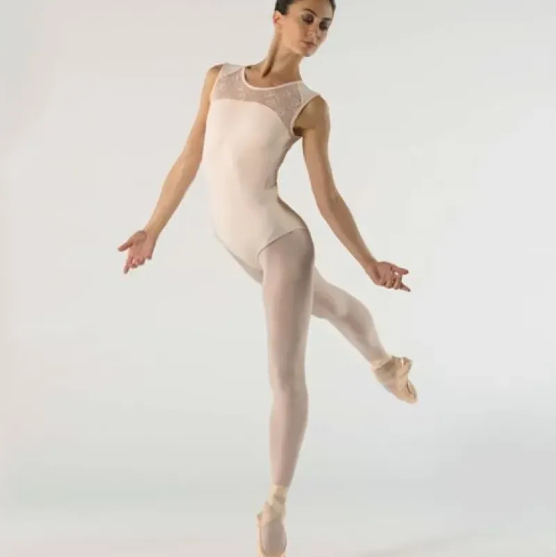 Dame Dansebutikken Balletdragter Damer-Pudderfarvet dragt m. blonde fra ballet Rosa