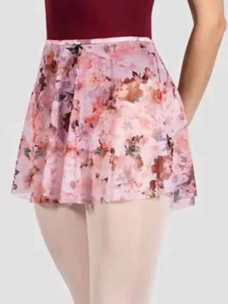 Dame Dansebutikken Underdele Damer|Ballet Underdele Damer-Pull on skørt med smukt rødlig print af blomster fra Bloch