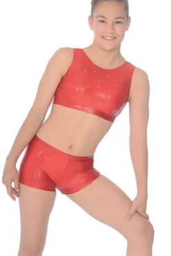Dansebutikken Underdele Til Disco|Underdele Piger-Røde blanke gymnastikshorts piger The zone