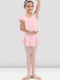 Børn Dansebutikken Balletdragter Børn-Rosa dragt til piger med chiffon ærme og palietter Bloch