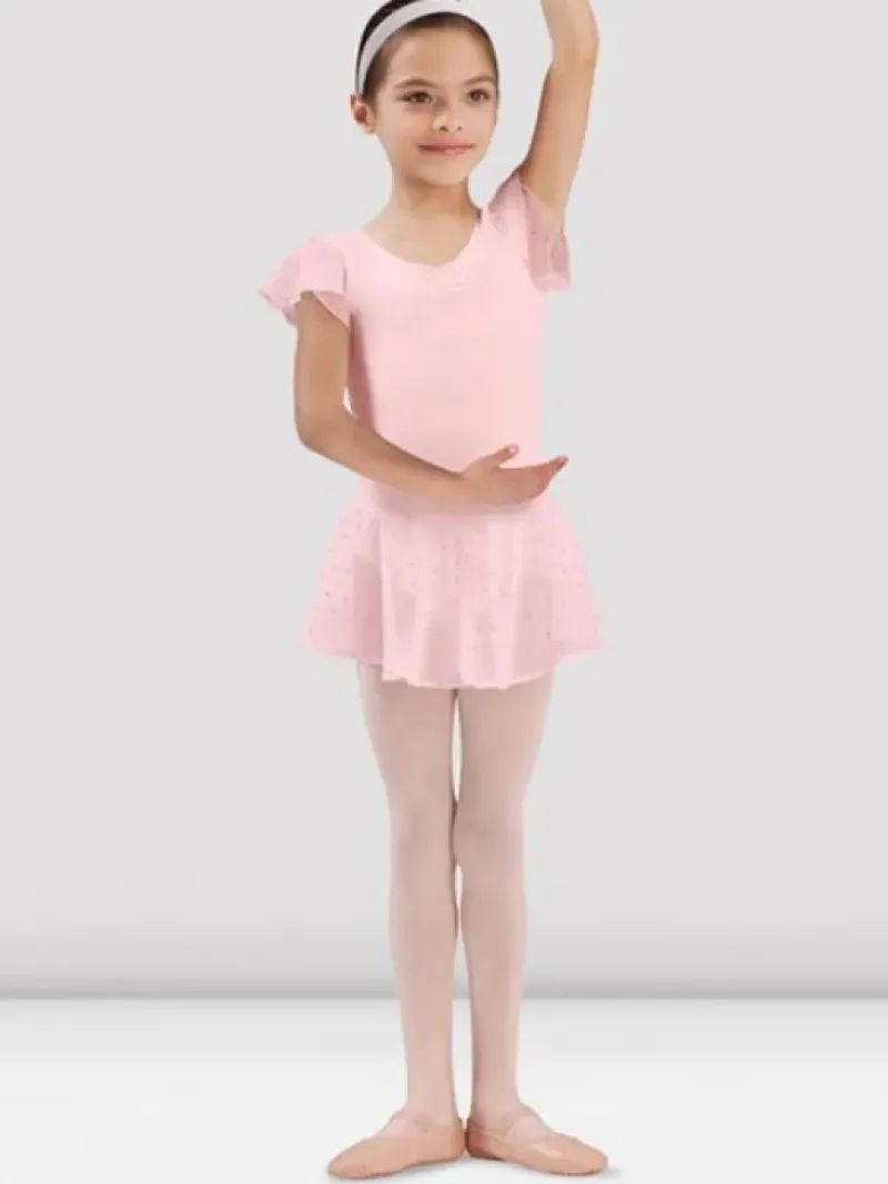 Børn Dansebutikken Balletdragter Børn-Rosa dragt til piger med chiffon ærme og palietter Bloch