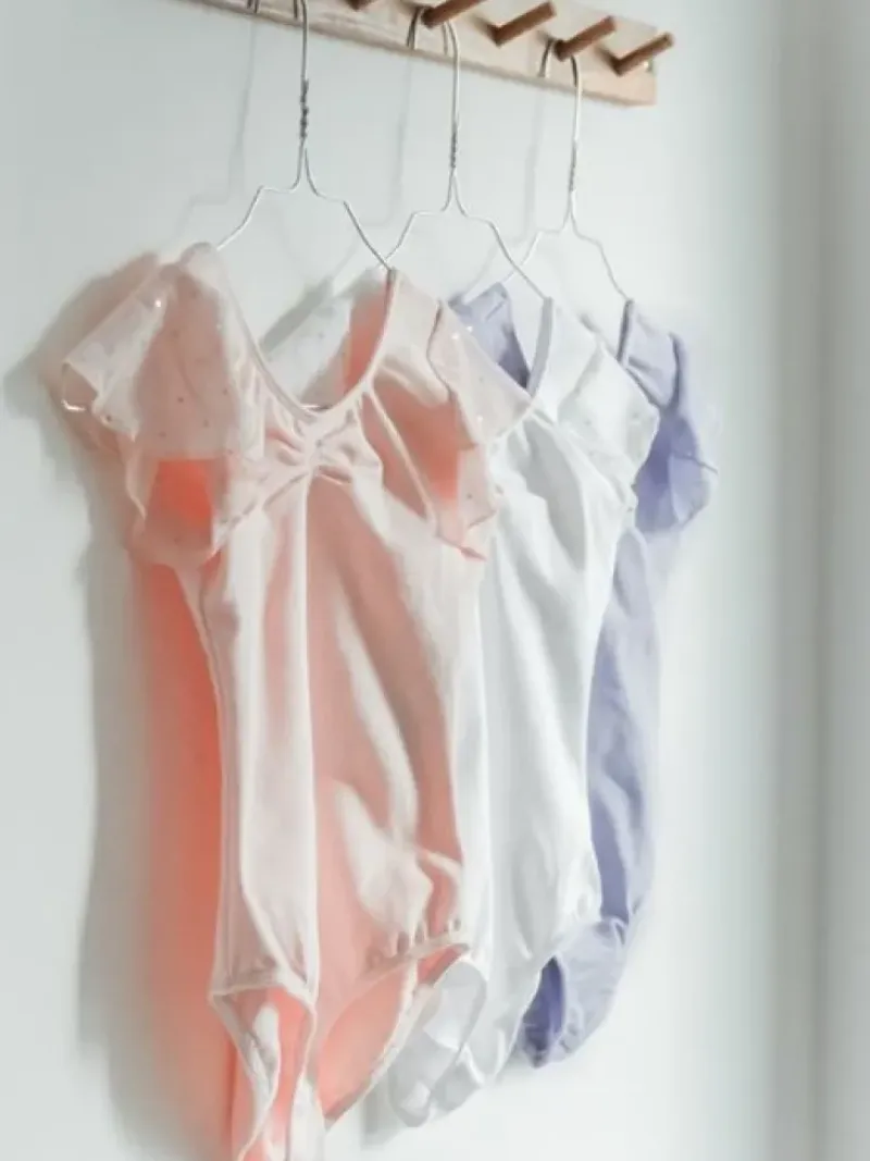 Børn Dansebutikken Balletdragter Børn-Rosa dragt til piger med chiffon ærme og palietter Bloch