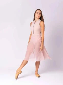 Dame Dansebutikken Skørter Til Skøjteløb|Ballet Underdele Damer-Rosa langt pull on mesh skørt fra Mara Dancewear