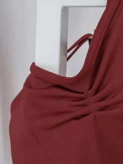 Dame Dansebutikken Dragter Damer|Balletdragter Damer-Seré bordeaux dragt m. rynkedetaljer og tynde stropper