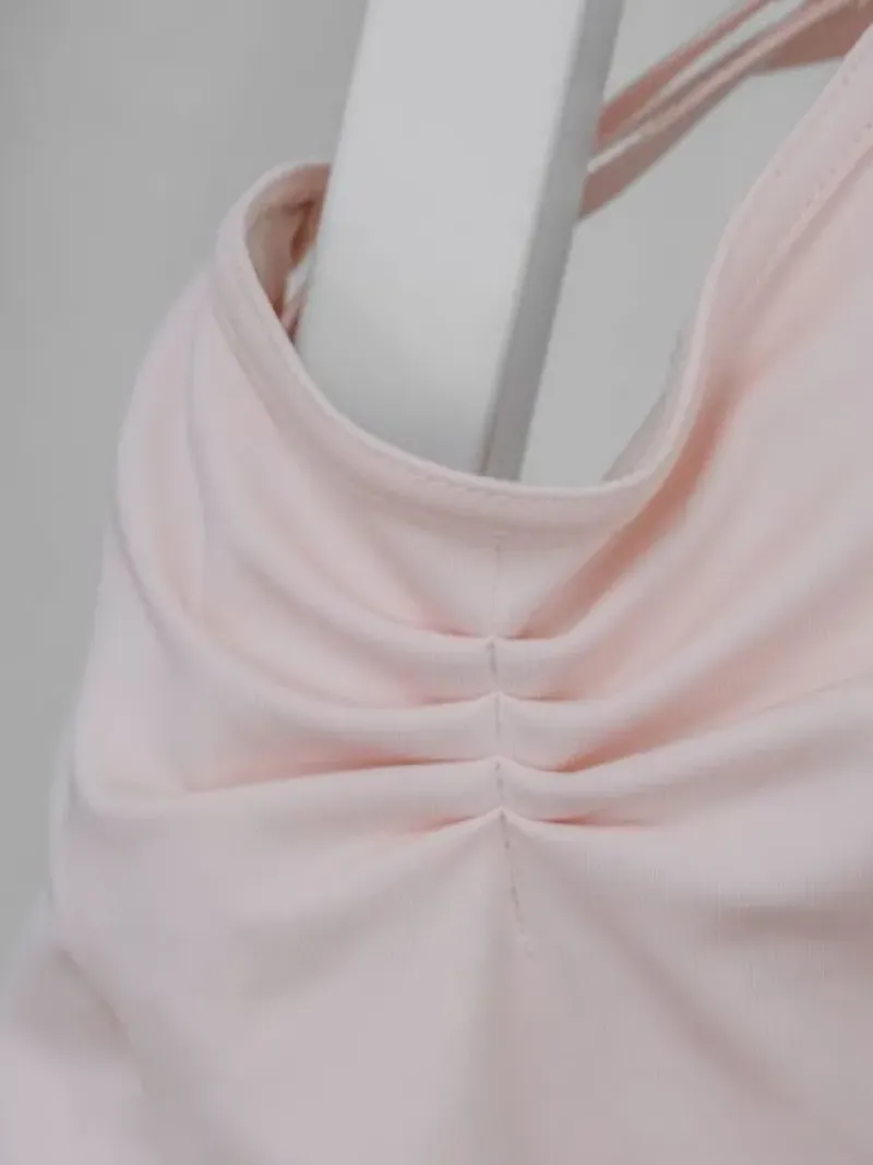 Dame Dansebutikken Dragter Damer|Balletdragter Damer-Seré rosa dragt m. rynkedetaljer og justerbare stropper