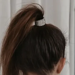 Dansebutikken Rhinsten/smykker|Hår Accessories-Sølv rhinsten hårtårn med elastik