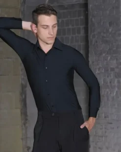 Dansebutikken Dansetøj Herrer-Sort body skjorte til herrer - Ready4dance