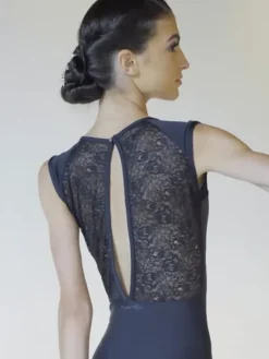 Dame Dansebutikken Balletdragter Damer|Dansebody Damer-Sort dragt m. blonde og flot ryg fra ballet Rosa