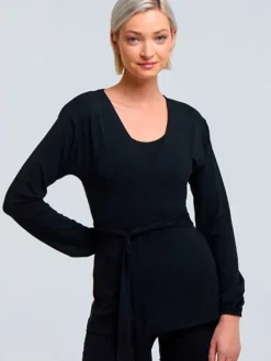 Dansebutikken Yogabluser-Sort Tempsdanse lang Crossover bluse