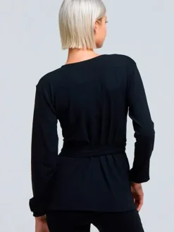 Dansebutikken Yogabluser-Sort Tempsdanse lang Crossover bluse