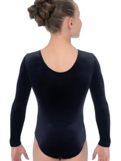 Dansebutikken Dragter Piger-Sort velour basic gymnastikdragt piger The zone