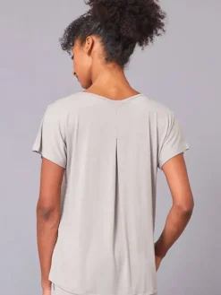 Dansebutikken Pilates Overdele|Yogabluser-Tempsdanse latte farvet blød bambus t-shirt