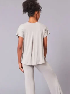 Dansebutikken Pilates Overdele|Yogabluser-Tempsdanse latte farvet blød bambus t-shirt