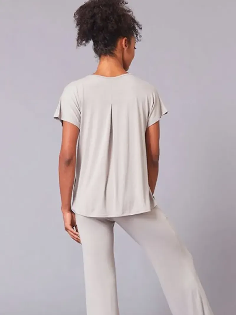 Dansebutikken Pilates Overdele|Yogabluser-Tempsdanse latte farvet blød bambus t-shirt