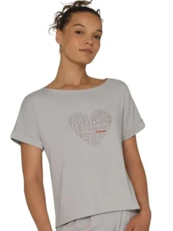 Dansebutikken Pilates Overdele|Yogabluser-Tempsdanse lys viscose t-shirt til dans med logo
