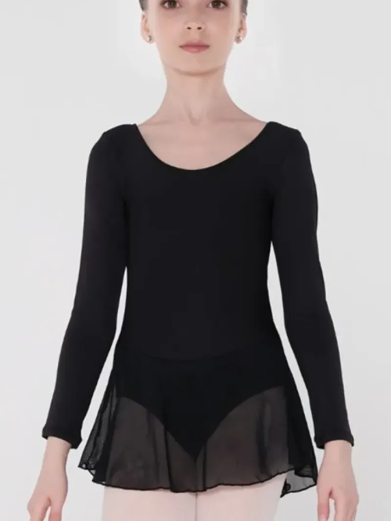 Børn Dansebutikken Balletkjole Piger-Wear Moi dragt med påsyet skørt i sort