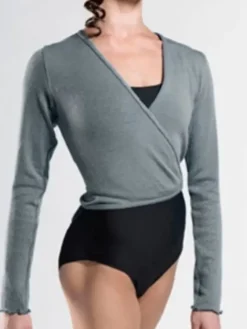 Dame Dansebutikken Overdele Damer|Ballet Strik Damer-Wearmoi grå slå om overdel ballet og gymnastik