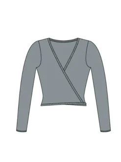 Børn Dansebutikken Overdele Piger|Ballet Toppe Børn-Wearmoi grå slå om overdel børn ballet/gymnastik