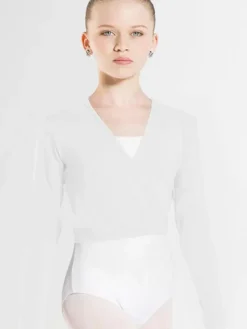 Børn Dansebutikken Overdele Piger|Ballet Toppe Børn-Wearmoi hvid slå om overdel piger ballet/gymnastik
