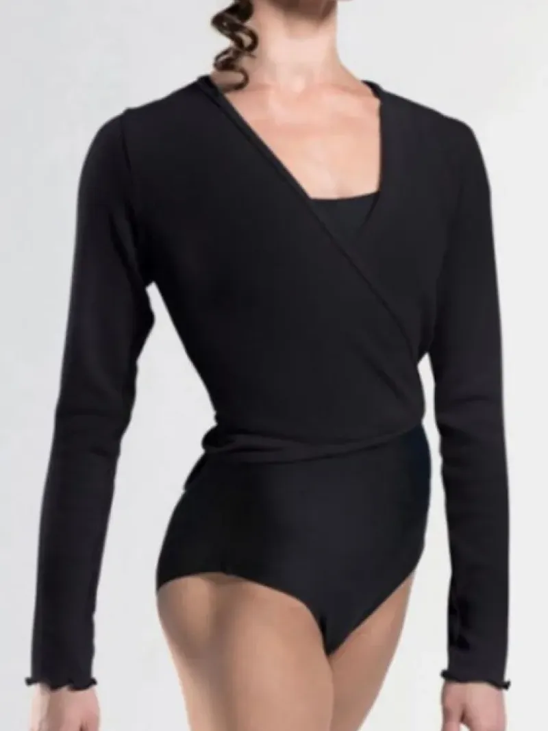 Dame Dansebutikken Overdele Damer|Ballet Strik Damer-Wearmoi sort slå om overdel ballet og gymnastik
