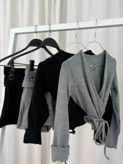 Dame Dansebutikken Overdele Damer|Ballet Strik Damer-Wearmoi sort slå om overdel ballet og gymnastik